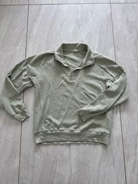 Light Sage Quarter-Zip Pullover Sweater